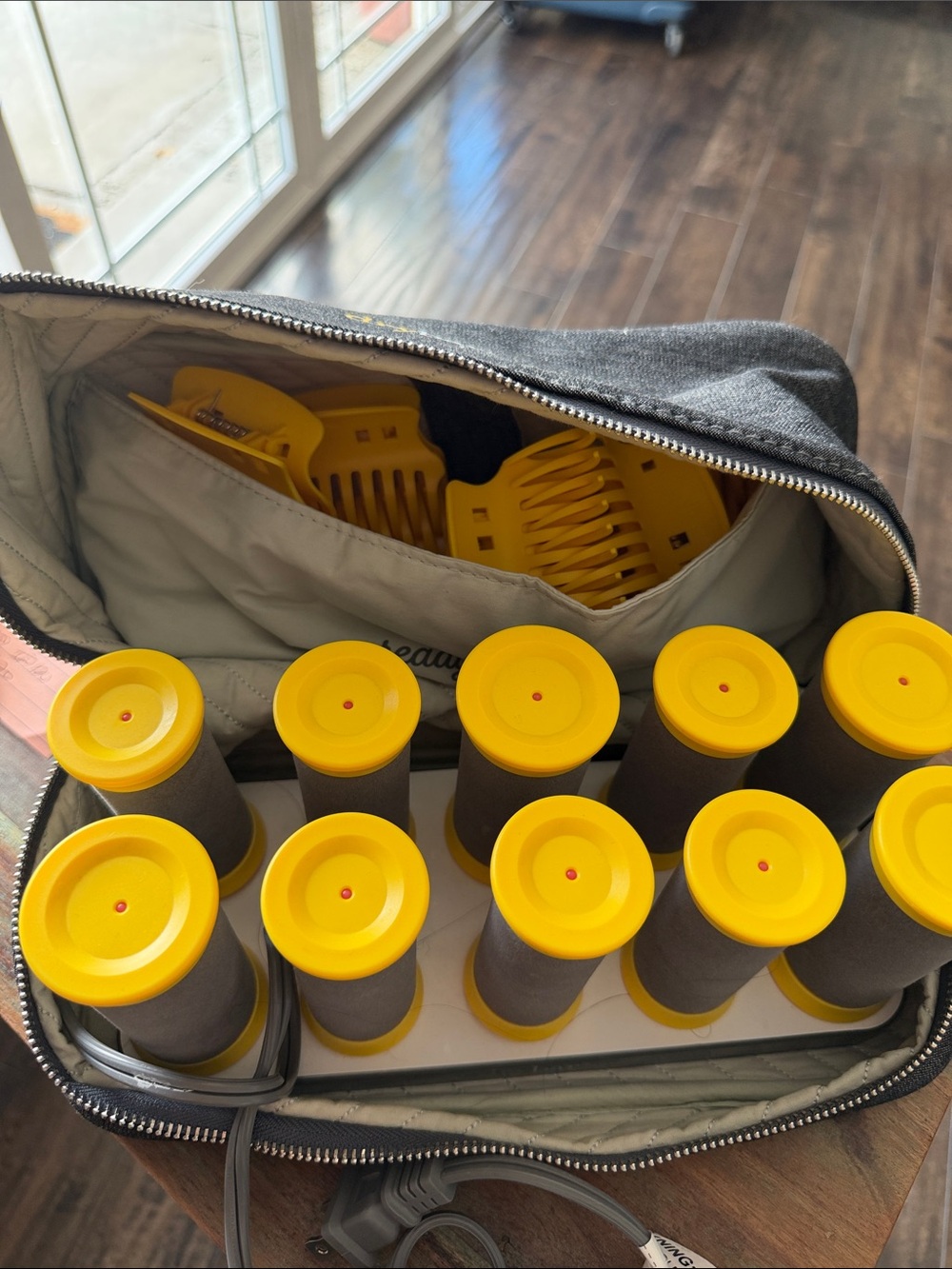Drybar Yellow Hot Foam Rollers Set with Clips and Carry Bag